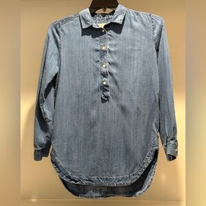 LOFT Denim Style Pullover Peasant Top Size Small